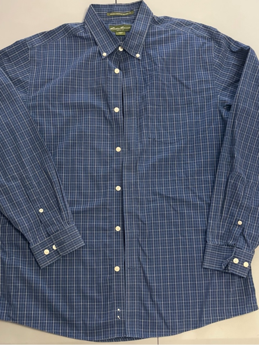 Eddie Bauer Blue Plaid Button-Down Dress Shirt - Men